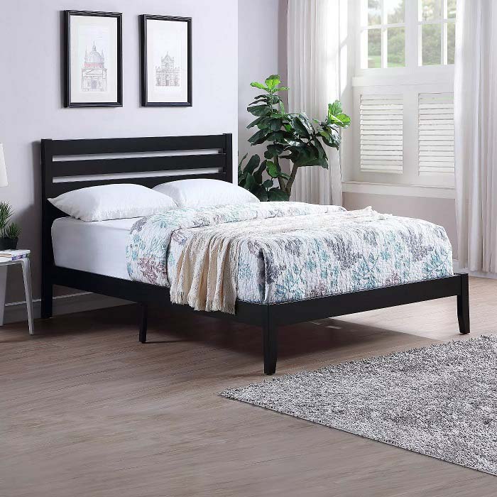Solid Wood Platform Bed With Headboard